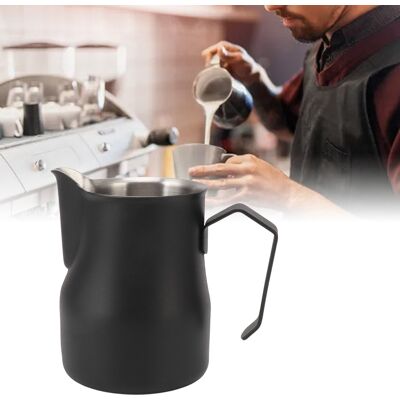 JUTE Messbecher Aus Italienischem Edelstahl 304 Mit Ausgießer, Milchaufschäumkännchen, Milchspatel, Latte-art-becher, Matt Schwarz, 350 Ml JUTE Messbecher Aus Italienischem Edelstahl 304 Mit Ausgießer, Milchaufschäumkännchen, Milchspatel, Latte-art-becher, Matt Schwarz, 350 Ml