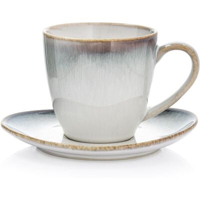 OEM Retro-tasse Mit Untertasse, 220 Ml, Graues Porzellan, Freja Duka OEM Retro-tasse Mit Untertasse, 220 Ml, Graues Porzellan, Freja Duka