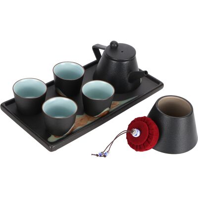 HEAT Handgefertigtes Kung-fu-teeservice Aus Keramik, Bestehend Aus Teekanne, Tassen, Tablett, Geschenkbox Und Wohnaccessoires HEAT Handgefertigtes Kung-fu-teeservice Aus Keramik, Bestehend Aus Teekanne, Tassen, Tablett, Geschenkbox Und Wohnaccessoires