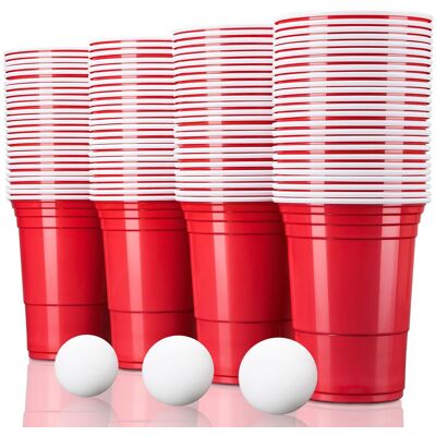 Tresko Rote Partybecher 100 Stück Trinkbecher Einwegbecher Plastikbecher Party Beer Pong Cups Tresko Rote Partybecher 100 Stück Trinkbecher Einwegbecher Plastikbecher Party Beer Pong Cups