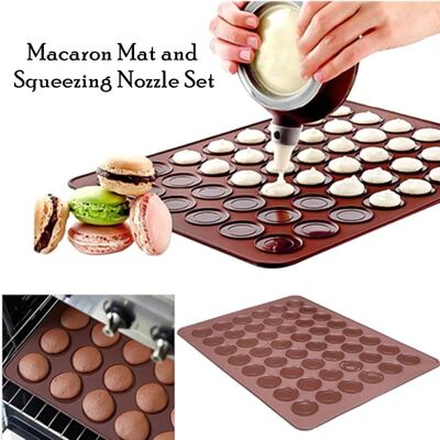 Litzee Macaron Backmatte, Macaron Baiser-platten-silikonform Für 48 Macaron-schalen Mit 1 Spritzbeutel Und 4 Verschieden Geformten Spitzen Litzee Macaron Backmatte, Macaron Baiser-platten-silikonform Für 48 Macaron-schalen Mit 1 Spritzbeutel Und 4 Verschieden Geformten Spitzen
