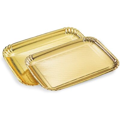 TRADE SHOP TRAESIO Trade Shop - 2 Stück Kuchenblech 20x28cm Gold Rechteckig Karton Süsses Teller - TRADE SHOP TRAESIO Trade Shop - 2 Stück Kuchenblech 20x28cm Gold Rechteckig Karton Süsses Teller -
