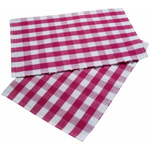 Pink kariertes Tischset aus 100% Baumwolle im 2er Pack - Rosa-Weiß - Homescapes