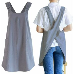 Mumu - Gartenschürze Japanische Leinen-küchenschürze Mit Kreuzrücken Für Frauen Mit Süßen Taschen Zum Kochen, Malen, Gärtnern, Reinigen, Grau - Dunkelgrau Für Frauen Mumu - Gartenschürze Japanische Leinen-küchenschürze Mit Kreuzrücken Für Frauen Mit Süßen Taschen Zum Kochen, Malen, Gärtnern, Reinigen, Grau - Dunkelgrau Für Frauen