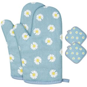 Memkey - Ofenhandschuhe, 1 Paar Baumwoll-ofenhandschuhe Mit 2 Topflappen, Waschbare Ofenhandschuhe, Rutschfeste Küchenhandschuhe, Anti-hitze-ofenhandschuhe Zum Grillen, Kochen (rosa Blumen) Memkey - Ofenhandschuhe, 1 Paar Baumwoll-ofenhandschuhe Mit 2 Topflappen, Waschbare Ofenhandschuhe, Rutschfeste Küchenhandschuhe, Anti-hitze-ofenhandschuhe Zum Grillen, Kochen (rosa Blumen)