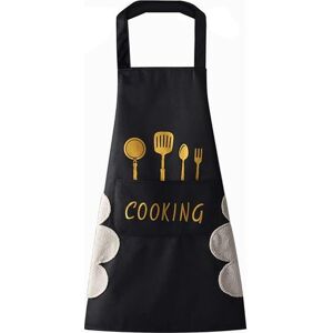 Linghhang - Küchenschürze (schwarz) Für Damen Mit Taschen Zum Abwischen Der Hände, Große Tasche, Zum Abwischen Der Hände, Wasserdicht Zum Kochen Und Backen Linghhang - Küchenschürze (schwarz) Für Damen Mit Taschen Zum Abwischen Der Hände, Große Tasche, Zum Abwischen Der Hände, Wasserdicht Zum Kochen Und Backen