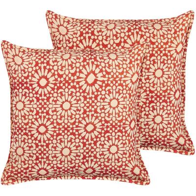 Beliani Baumwoll Kissen mit Geometrischem Muster - 45x45 cm, 2er Set Beliani Baumwoll Kissen mit Geometrischem Muster - 45x45 cm, 2er Set