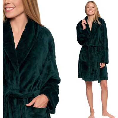 OEM Kurzer, Warmer Fleece-bademantel Für Damen Ohne Kapuze, Geschenk, Moraj Grün, Größe S OEM Kurzer, Warmer Fleece-bademantel Für Damen Ohne Kapuze, Geschenk, Moraj Grün, Größe S