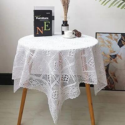 Minkurow Tischdecken Im Vintage-stil, Weiß, Quadratisch, Gehäkelte Spitzendeckchen, Tischdecke, Tischdecke, Dekoration Für Hochzeit, Zuhause, Party, 140 X 220 Cm Minkurow Tischdecken Im Vintage-stil, Weiß, Quadratisch, Gehäkelte Spitzendeckchen, Tischdecke, Tischdecke, Dekoration Für Hochzeit, Zuhause, Party, 140 X 220 Cm