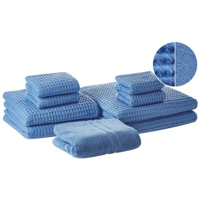 Beliani Blau Baumwoll-Set mit 9 Handtüchern - Bad & Gäste - 345g/m² Beliani Blau Baumwoll-Set mit 9 Handtüchern - Bad & Gäste - 345g/m²