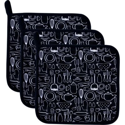 BOBYPET Alltagstauglicher Küchenschwamm, Topflappen, Hitzebeständiger Untersetzer, Ofenhandschuh Zum Kochen Und Backen, 20 X 20 Cm, 3er-set, Einheitsgröße, Schwarz BOBYPET Alltagstauglicher Küchenschwamm, Topflappen, Hitzebeständiger Untersetzer, Ofenhandschuh Zum Kochen Und Backen, 20 X 20 Cm, 3er-set, Einheitsgröße, Schwarz