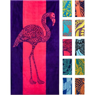 TRUVO Strandtuch Mit Pink-lila Flamingo-muster, Extra Groß (xl, 86 X 160 Cm), Saugfähig Und Leicht, 100 % Baumwolle TRUVO Strandtuch Mit Pink-lila Flamingo-muster, Extra Groß (xl, 86 X 160 Cm), Saugfähig Und Leicht, 100 % Baumwolle
