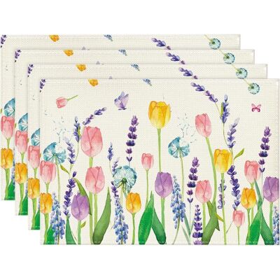 TRUVO Frühlings-tischsets, 4er-set, Lavendel-tulpe, Festliche Dekoration, Waschbar TRUVO Frühlings-tischsets, 4er-set, Lavendel-tulpe, Festliche Dekoration, Waschbar