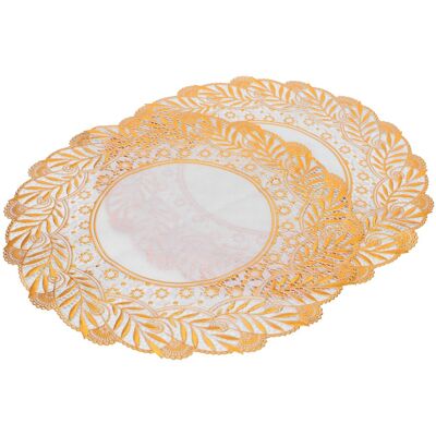 HEAT Set Mit 2 Goldenen 30x30cm Platzsets, Tischläufer Für Esszimmer, Hochzeit, Party, Stil 02 HEAT Set Mit 2 Goldenen 30x30cm Platzsets, Tischläufer Für Esszimmer, Hochzeit, Party, Stil 02