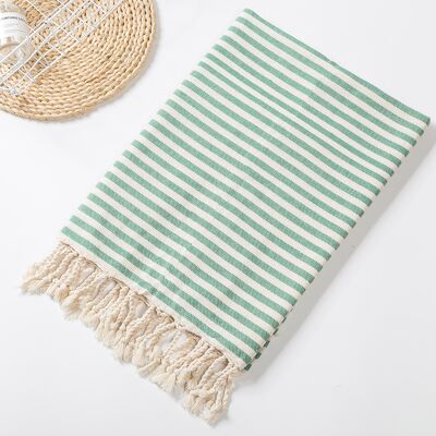 OEM Personalisierbares Türkisches Strandtuch Mit Bommeln, Gestreift, Baumwolle, Originalfarbe, Mit Kissen Und Tischdecke (grün 25-4, 100 X 180 Cm / 360 G), Sehr Beliebt Bei Amazon OEM Personalisierbares Türkisches Strandtuch Mit Bommeln, Gestreift, Baumwolle, Originalfarbe, Mit Kissen Und Tischdecke (grün 25-4, 100 X 180 Cm / 360 G), Sehr Beliebt Bei Amazon