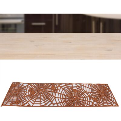 JUTE Kreatives Filz-platzset Mit Durchbrochenem Muster, Rechteckiger Filz-tischläufer Mit Spinnennetz-motiv, Braun JUTE Kreatives Filz-platzset Mit Durchbrochenem Muster, Rechteckiger Filz-tischläufer Mit Spinnennetz-motiv, Braun