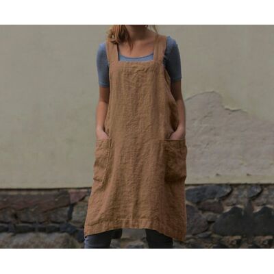 BOBYPET Damen-schürze Aus Baumwolle Und Leinen Mit Taschen In Übergröße - Braun - Xxl BOBYPET Damen-schürze Aus Baumwolle Und Leinen Mit Taschen In Übergröße - Braun - Xxl