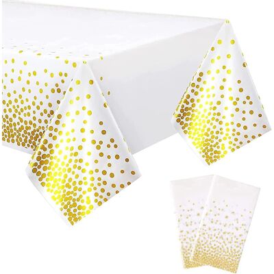 TINOR 2 Stück Einweg-tischdecken, Rechteckige Party-tischdecken Mit Weißen Und Goldenen Punkten Für Hochzeiten, Weihnachten, Geburtstagsfeiern, Picknicks (137 X 274 Cm) TINOR 2 Stück Einweg-tischdecken, Rechteckige Party-tischdecken Mit Weißen Und Goldenen Punkten Für Hochzeiten, Weihnachten, Geburtstagsfeiern, Picknicks (137 X 274 Cm)