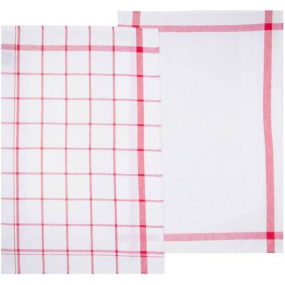 ATMOSPHERA 2er-set Bedruckte Geschirrtücher - Baumwolle - Rot Und Weiß - 45x70 Cm ATMOSPHERA 2er-set Bedruckte Geschirrtücher - Baumwolle - Rot Und Weiß - 45x70 Cm