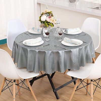 INEASICER Runde Tischdecke, Wasserdicht, Wachstuch, Runde Tischdecke, Pu, 160 Cm, Umweltfreundlich, Nordisch, Schmutzabweisend, Waschbar, Pflegeleicht, Für Küche Und Restaurant (grau) INEASICER Runde Tischdecke, Wasserdicht, Wachstuch, Runde Tischdecke, Pu, 160 Cm, Umweltfreundlich, Nordisch, Schmutzabweisend, Waschbar, Pflegeleicht, Für Küche Und Restaurant (grau)