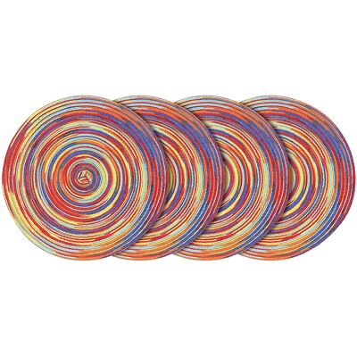 Minkurow Set Mit 4 Hitzebeständigen, Waschbaren, Gewebten Vinyl-tischsets, Runde, Rutschfeste Tischsets (rund, Bunt-rot) Minkurow Set Mit 4 Hitzebeständigen, Waschbaren, Gewebten Vinyl-tischsets, Runde, Rutschfeste Tischsets (rund, Bunt-rot)
