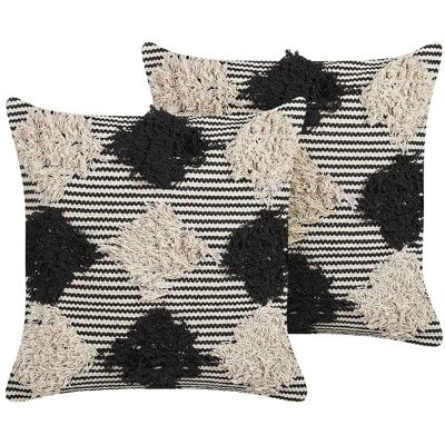 Beliani Baumwollkissen Set - Geometrisches Muster 50x50cm Beliani Baumwollkissen Set - Geometrisches Muster 50x50cm