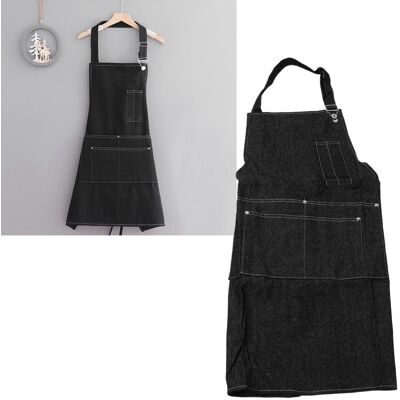 JUTE Schürze Aus Reinem Denim-baumwoll-canvas, Hochwertiger Gürtel, Übergroße Und Strapazierfähige Arbeitskleidung, 3003 Schwarz. JUTE Schürze Aus Reinem Denim-baumwoll-canvas, Hochwertiger Gürtel, Übergroße Und Strapazierfähige Arbeitskleidung, 3003 Schwarz.