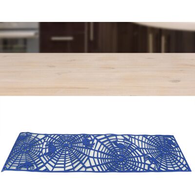 JUTE Kreatives Filz-platzset Mit Durchbrochenem Muster, Rechteckiger Filz-tischläufer Mit Spinnennetz-motiv, Dunkelblau JUTE Kreatives Filz-platzset Mit Durchbrochenem Muster, Rechteckiger Filz-tischläufer Mit Spinnennetz-motiv, Dunkelblau