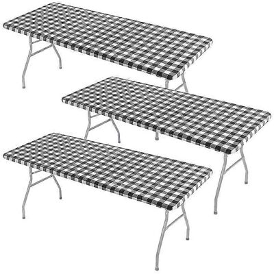 MIXHOME 3-teiliges, Passgenaues Tischdecken-set, Schwarzer Elastischer Vinylbezug, Schutzhülle Für Picknicktische Im Freien, Wasserdichte Tischdecke MIXHOME 3-teiliges, Passgenaues Tischdecken-set, Schwarzer Elastischer Vinylbezug, Schutzhülle Für Picknicktische Im Freien, Wasserdichte Tischdecke