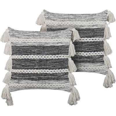 Beliani Set aus 2 Dekokissen - Baumwolle, Schwarz & Weiß, 45x45 cm Beliani Set aus 2 Dekokissen - Baumwolle, Schwarz & Weiß, 45x45 cm