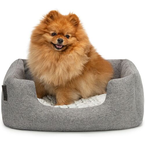 Lionto - Hundebett Hundekissen Hundekörbchen mit Wendekissen meliert Größe s 60x50 cm Farbe grau - grau