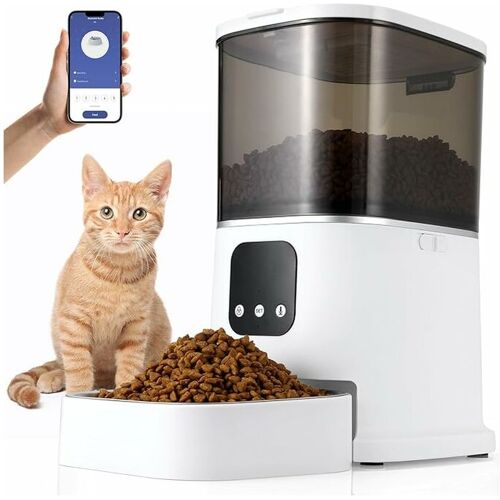 LIFERUN Smart Futterautomat Katze & Hund, Katzenfutter Automat 2,4 G WiFi, 6 L Automatischer Futterspender mit App-Steuerung, Ton-Aufnahmefunktion,