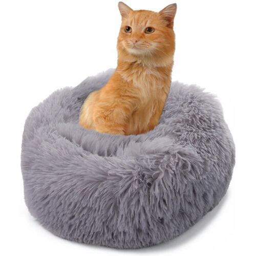 Hundebett Katzenbett Flauschig Hundekissen Hundesofa Hundedecke Hundekörbchen Grau, Ø40 cm - Paco Home