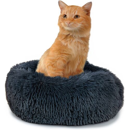 Hundebett Katzenbett Flauschig Hundekissen Hundesofa Hundedecke Hundekörbchen Anthrazit, Ø40 cm - Paco Home