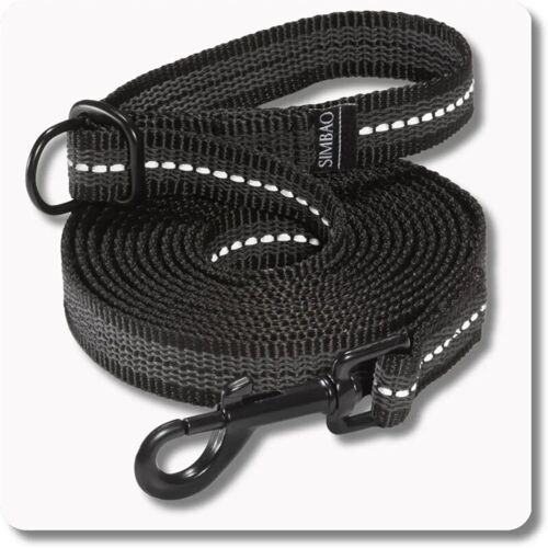 Verstellbare Anti-Rutsch-Leine mit Reflektor SCHWARZ - 3m, 76MM - Hund 10-25kg