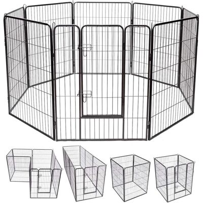 Costway - 8-teiliger 100x80cm Welpenlaufstall Welpenzaun Welpenkaefig Tier Laufgitter Hundegehege Absperrgitter Mit Abschliessbarer Tuer, Fuer Hund, Katze Und Kaninchen, Schwarz Costway - 8-teiliger 100x80cm Welpenlaufstall Welpenzaun Welpenkaefig Tier Laufgitter Hundegehege Absperrgitter Mit Abschliessbarer Tuer, Fuer Hund, Katze Und Kaninchen, Schwarz