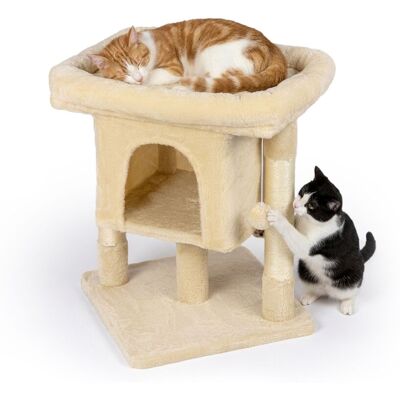 Relaxdays Kratzbaum, Mit Höhle, 2 Sisalstämme & Liegefläche, Weiche Katzenhöhle, Hxbxt: 60x52,5x41 Cm, Sisal, Beige Relaxdays Kratzbaum, Mit Höhle, 2 Sisalstämme & Liegefläche, Weiche Katzenhöhle, Hxbxt: 60x52,5x41 Cm, Sisal, Beige