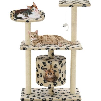 Katzen-kratzbaum Sisal 95 Cm Beige Pfoten-aufdruck Vidaxl Katzen-kratzbaum Sisal 95 Cm Beige Pfoten-aufdruck Vidaxl