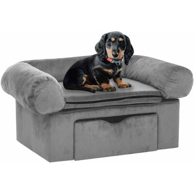 vidaXL Hundesofa mit Schublade Grau Plüsch - Hundesofa vidaXL Hundesofa mit Schublade Grau Plüsch - Hundesofa