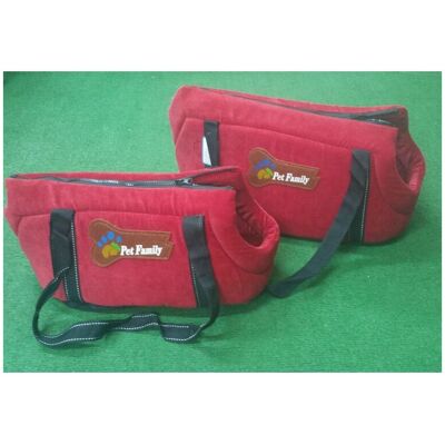 Trade Shop - Set 2 Pz. Rot Velours Reisetaschen Hund Katze Träger Wachstum S M 38x22x22 - 44x27x26 Pet Familie - Trade Shop - Set 2 Pz. Rot Velours Reisetaschen Hund Katze Träger Wachstum S M 38x22x22 - 44x27x26 Pet Familie -