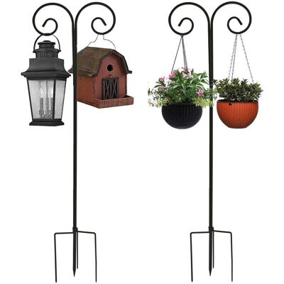Gartenstecker 2er Set Metall Gartenstab Höheverstellbar 140-240cm Laternenstab Rankstab Für Laternen, Vogelkäfige, Blumenkörbe, Dekorationen (schwarz) - Unho Gartenstecker 2er Set Metall Gartenstab Höheverstellbar 140-240cm Laternenstab Rankstab Für Laternen, Vogelkäfige, Blumenkörbe, Dekorationen (schwarz) - Unho