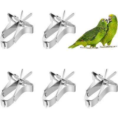WUIPEO Set Mit 5 Edelstahl-vogelfutterhäuschen – Clip-halterung Für Tintenfische, Futterspielzeug, Käfigzubehör Für Hamster, Nymphensittiche, Papageien Und Kleintiere WUIPEO Set Mit 5 Edelstahl-vogelfutterhäuschen – Clip-halterung Für Tintenfische, Futterspielzeug, Käfigzubehör Für Hamster, Nymphensittiche, Papageien Und Kleintiere