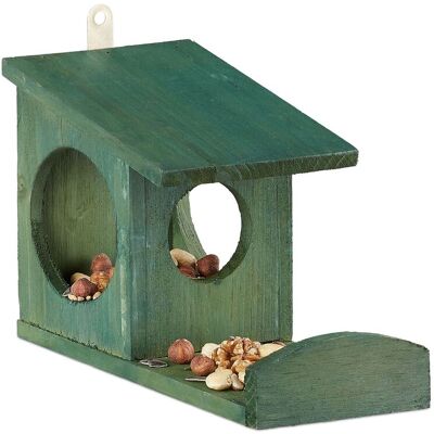 Eichhörnchen Futterhaus, Futterkasten Für Eichhörnchen, Zum Aufhängen, Holz, Hbt 17,5 X 14 X 25 Cm, Dunkelgrün - Relaxdays Eichhörnchen Futterhaus, Futterkasten Für Eichhörnchen, Zum Aufhängen, Holz, Hbt 17,5 X 14 X 25 Cm, Dunkelgrün - Relaxdays