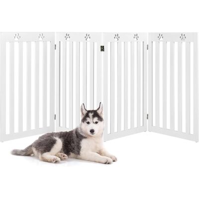 Costway - Absperrgitter Hunde 89cm Hoch, Schutzgitter Holz, Klappbar, Treppengitter Hundeabsperrgitter Flexibel Türschutzgitter Weiss, 4 Paneelen Costway - Absperrgitter Hunde 89cm Hoch, Schutzgitter Holz, Klappbar, Treppengitter Hundeabsperrgitter Flexibel Türschutzgitter Weiss, 4 Paneelen