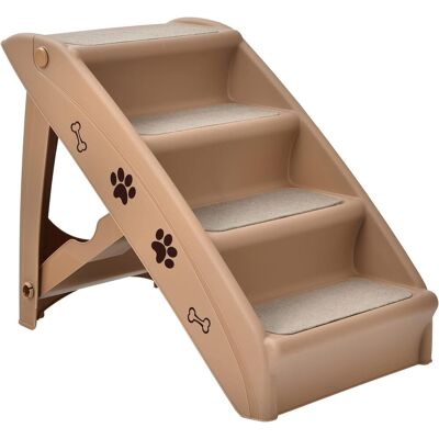 Costway - 4-Step Plastic Pet Stair - Braun - Pet stairs Costway - 4-Step Plastic Pet Stair - Braun - Pet stairs