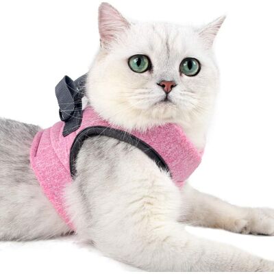 GROOFOO Ultraleichtes Katzengeschirr Mit Leine, Weiches Und Bequemes Kittenhalsband, Katzenlaufjacke, Auslaufsicher, Geeignet Für Welpen Und Kaninchen (rosa, S) GROOFOO Ultraleichtes Katzengeschirr Mit Leine, Weiches Und Bequemes Kittenhalsband, Katzenlaufjacke, Auslaufsicher, Geeignet Für Welpen Und Kaninchen (rosa, S)
