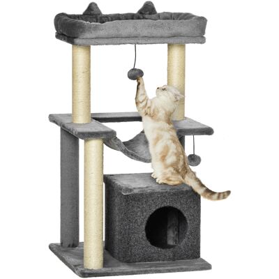 Katzenbaum 90 Cm Kratzbaum Mit Hängematte Spielbaum Katzenhöhle Plattformen Kletterbaum Katzenkratzbaum Aktivitätskratzbäum Plüsch Sisal Grau - Pawhut Katzenbaum 90 Cm Kratzbaum Mit Hängematte Spielbaum Katzenhöhle Plattformen Kletterbaum Katzenkratzbaum Aktivitätskratzbäum Plüsch Sisal Grau - Pawhut