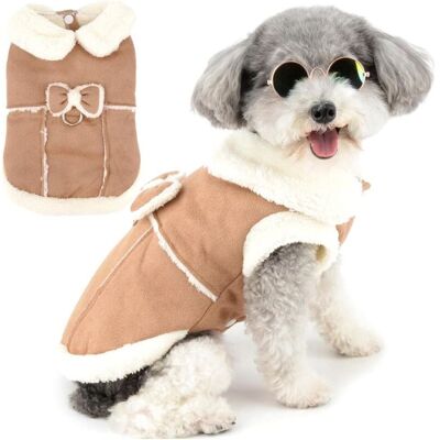 BOBYPET Wintermantel Aus Fleece Für Kleine Hunde Und Katzen Mit D-ring Und Zierschleife – Welpen-fleeceweste – Weich Und Warm – Winddicht – Für Kaltes Wetter BOBYPET Wintermantel Aus Fleece Für Kleine Hunde Und Katzen Mit D-ring Und Zierschleife – Welpen-fleeceweste – Weich Und Warm – Winddicht – Für Kaltes Wetter