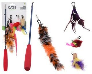 Juguete gatos plumas 4 piezas surtido blister