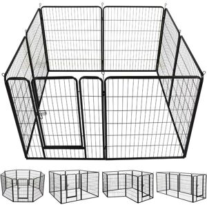 Welpenlaufstall 16 eckig Welpenfreigehege Tierlaufstall Laufstall Zaun Gitter mit Tür, 80 x 100 cm - Yaheetech